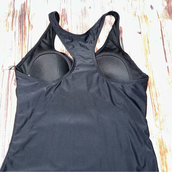 Nwt Nicole Miller Studio Swimsuit W/ Racer Back Black Size Large - Picture 2 of 13